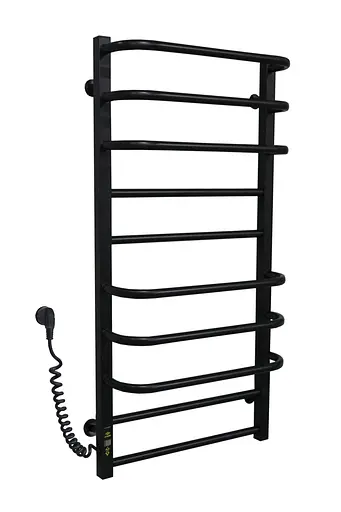 Электрический полотенцесушитель Kosser Нелио 1000x500/10 ЕL тайм. Нержавеющая сталь (черный) ДН02EL, Черный матовый, Левое - фото 1