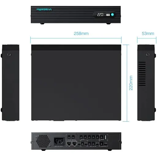 ДБЖ Marsriva DC UPS KP9 Pro 240VAC 12xDC+PoE24VGigabit1A+USB, 14V/16V/19V/24V/48V/53V 100W 24000mAh - фото 3