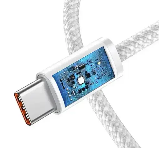 Кабель PD 60W 1 м USB-C ↔ USB-C в тканевой оплетке Woven для Apple MacBook/iPad/iPhone OEM белый - фото 3