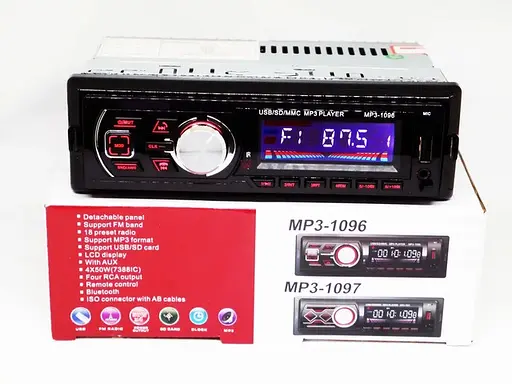 Автомагнитола MP3 1096 BT 1 DIN с LED дисплеем и пультом управления - фото 3