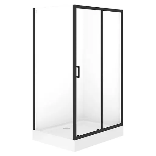Душевая кабина Cersanit Brasco 120x90 см прямоугольная раздвижная прозрачное стекло на мелком поддоне black S601-237, прозрачный, черный - фото 1