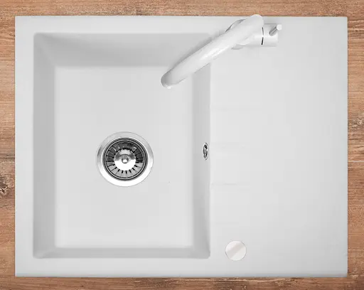 Кухонна мийка гранітна Rea North white ZLE-00127, Білий - фото 4