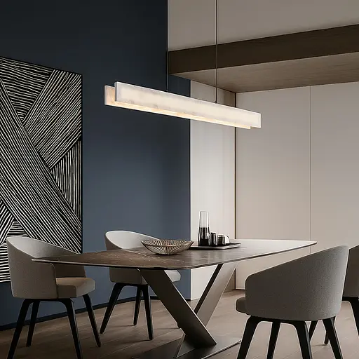 Підвісна люстра з ефектом мармуру у видовженому корпусі 100 см | Арт. MJ364L-1000 | Line F - фото 1