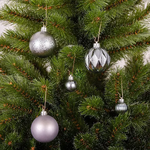 Елочные шарики Chomik пластиковые серебристые 3/6 см 44 шт. (GIF7726) - фото 3