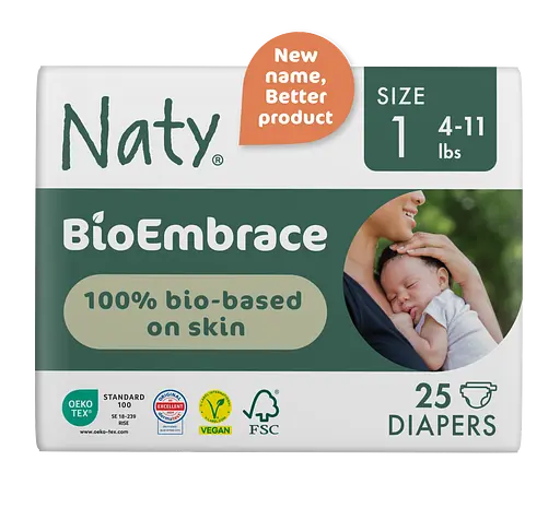 Одноразові дитячі підгузки BioEmbrace розмір 1, 2-5 кг. 25 шт NATY - фото 2