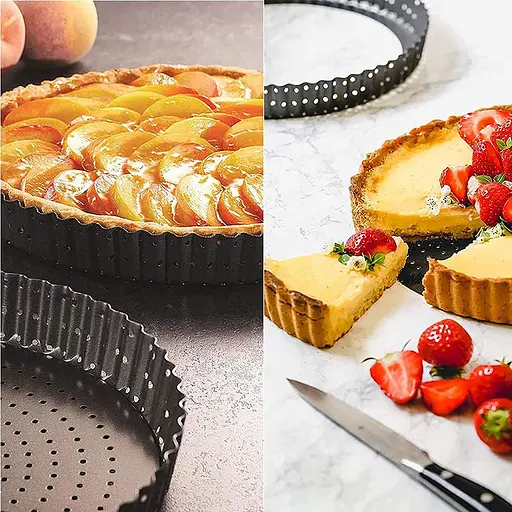 Перфорированная форма для выпечки тартов и кишей с антипригарным покрытием и съемным дном Ø26см Черный 88133 - фото 9