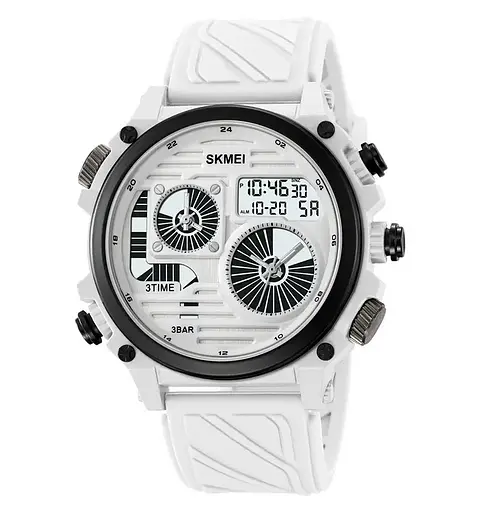 Годинник чоловічий наручний спортивний Skmei 2202 (Білий силіконовий ремінець)
