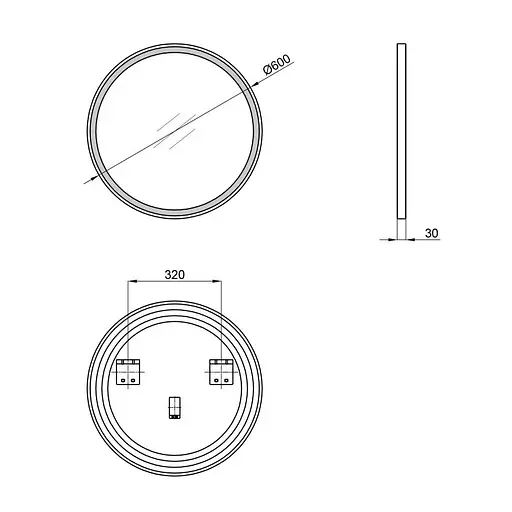 Дзеркало Qtap Robin R600 Black з LED-підсвічуванням QT13786502B - фото 7