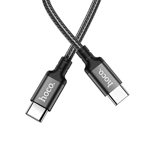 Кабель HOCO X14 Type-C to Type-C 60W, 1m, nylon, aluminum connectors, Black - фото 1