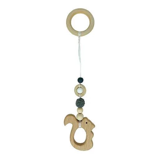 Детский деревянный грызунок "Белочка" Mega Zayka MGZ-0410-4 с подвеской - фото 1