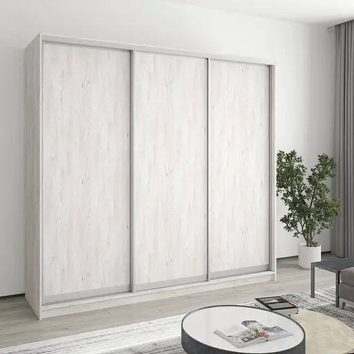 Шафа-купе тридверна MebelStar Комбо AL 3ДСП 220x45x210 см Аляска сірий (MBS-3186)