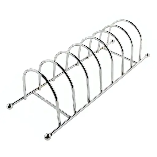 Підставка тримач сушарка для кухонних дощок, кришок та посуду на 7 відділень з нержавіючої сталі 32х10.5 см, Kitchen Master Сріблястий 86391 - фото 1