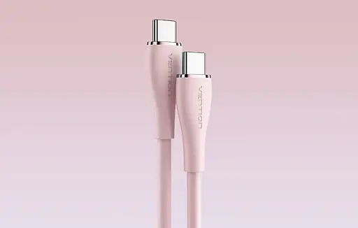 Кабель Vention USB 2.0 C Male to C Male 5A Cable 1M Pink Silicone Type (TAWPF) - фото 3