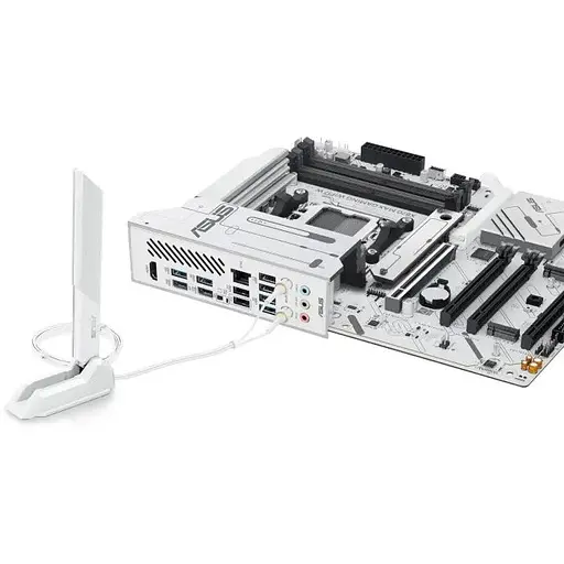Материнская плата Asus AM5 X870 MAX Gaming WIFI7 W, X870, 4xDDR5, Int.Video (CPU), 4xSATA3, 3xM.2, 1xPCI-E 5.0 x16, 2xPCI-E 4.0 x16, 1xPCI-E 3.0 x16, Realtek 7.1, Realtek 2.5Gb, WiFi 7, Bluetooth 5.4, HDMI/2xType-C, ATX - фото 6