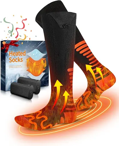 Шкарпетки з підігрівом 2024, теплові шкарпетки Eventek 7,4 В, що перезаряджаються, на 360° з підігрівом шкарпетки з підігрівом