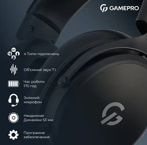 Беспроводные игровые наушники GamePro HSW-191-BL Asgard Skadi Wireless 7.1 Black - фото 17