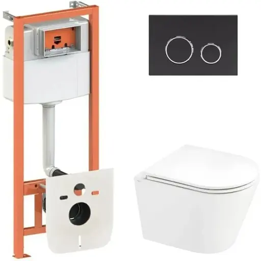 Набір Q-tap Nest 4 в 1 підвісний унітаз Scorpio Ultra Quiet 520x365x365 + комплект інсталяції QT1433053EUQW45164 - фото 1