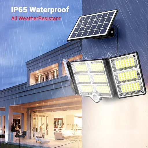 Сонячні ліхтарі Зовнішні 334LED Захисні ліхтарі з дистанційним керуванням 3 голови руху - фото 3