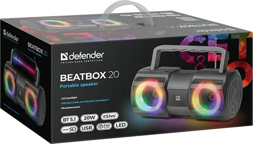 Портативная колонка Defender Beatbox 20 20Вт, Black (65420) - фото 8