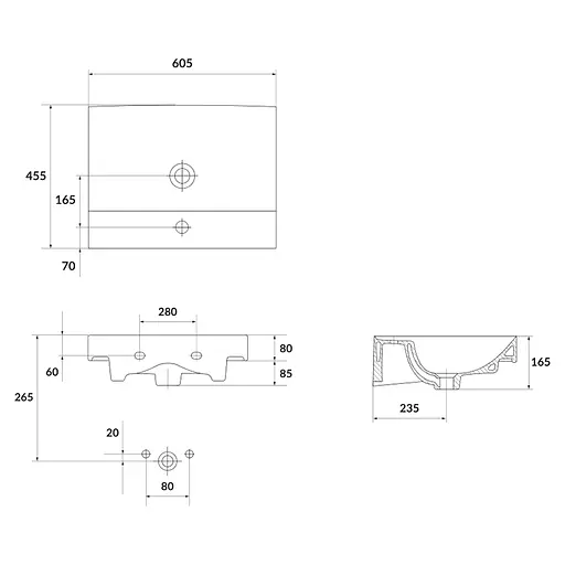 Умивальник меблевий Cersanit Larga 60 білий EW K120-009 - фото 3