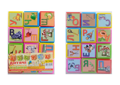 Кубики пластиковые Азбука Большая, 18230, 12 шт.