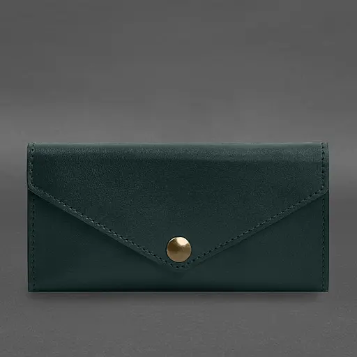 Кожаный клатч (портмоне) на кнопке 5.0 Зеленый краст - фото 9