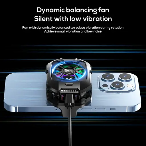 Кулер з екраном активне охолодження для телефону / планшета Memo DLA8 шириною до 88 Black (18511) - фото 7