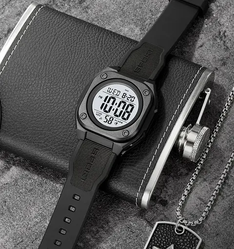 Годинник чоловічий наручний спортивний Skmei 2160 (Чорний з білим циферблатом) - фото 4