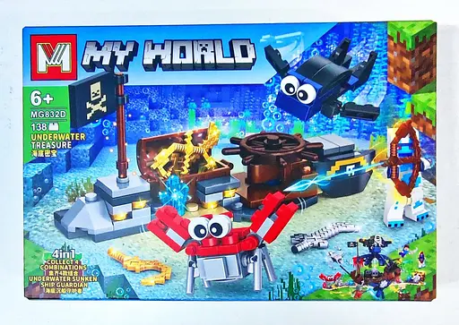 Конструктор 4 в 1 My World MG832D Minecraft игровой набор Underwater Treasure Подводные сокровища 138 деталей - фото 1