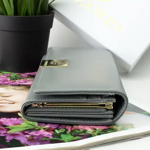 Кошелек женский кожаный Gregorio GS-100 классический серый - фото 3