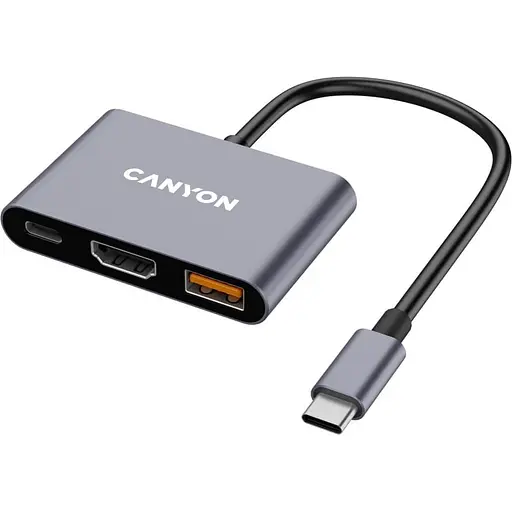 USB-Хаб Canyon USB-хаб hub DS-4 3in1 USB-C Grey (CNS-TDS4) - фото 1