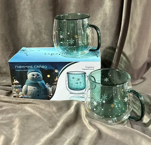 Набор чашек Vittora VT-5329-350 Северное сияние с двойным дном 350 мл Прозрачный 2 шт - фото 8