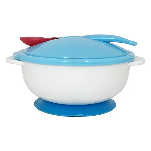 Тарілка на присосці з термоложкою та кришкою MGZ-0101(Blue) 250 мл - фото 2