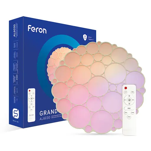 Світлодіодній накладний світильник Feron AL6030 GRAND COLOR 60Вт з RGB білий - фото 1