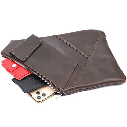 Шкіряна чоловіча сумка GRANDE PELLE 20х30х2 см sum0023590 - фото 5