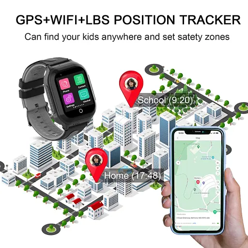 Смарт годинник-телефон дитячі Wonlex KT24S 4G камера прослуховування геозона WI-FI GPS SIM Blue (17000) - фото 10