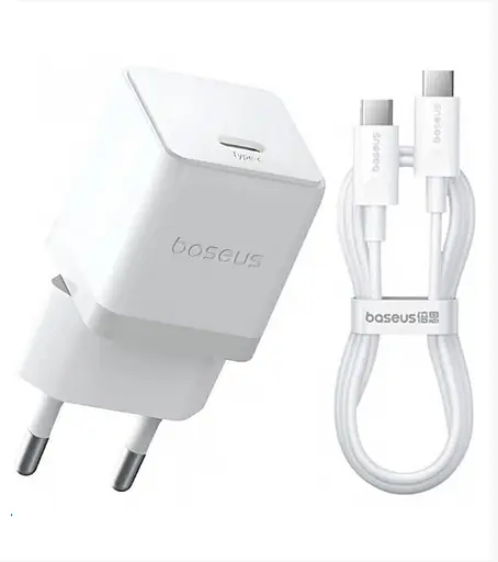 Сетевой адаптер Baseus Palm Fast Charger 1C 20 W + Cable Type-C to Type-C P10111602213-01 Белый - фото 1