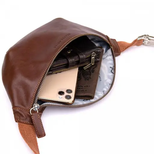 Жіноча шкіряна сумка-бананка Grande Pelle 11х26х7 см sum0026378 - фото 7