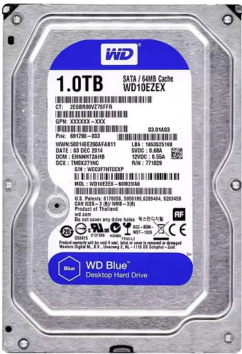 Жорсткий диск 3.5 Western Digital 1Tb (WD10EZEX-00MFCA0) Б/в - фото 1