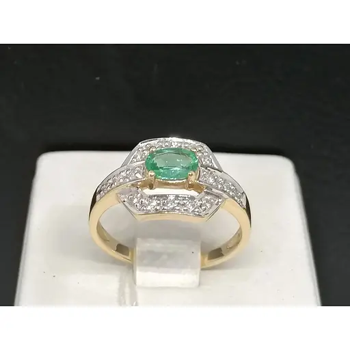 Золотое кольцо Центрумикс трейд с бриллиантами и изумрудом. RE588K 17,5 - фото 4