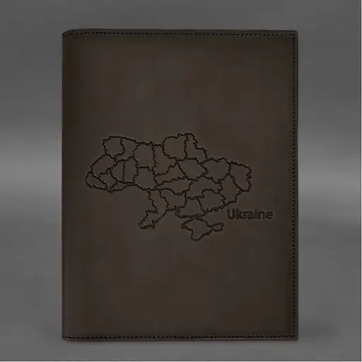 Кожаная обложка BlankNote Standart Crazy Horse с картой Украины для нотариального реестра темно-коричневый - фото 2