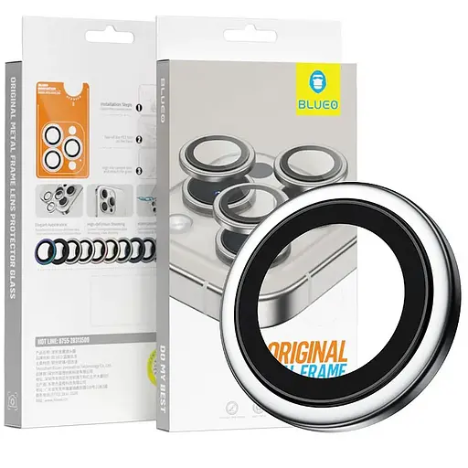 Защитное стекло BlueO Metal на камеру для Apple iPhone 16 Pro/16 Pro Max/15 Pro/15 Pro Max Серебряный/Silver - фото 4