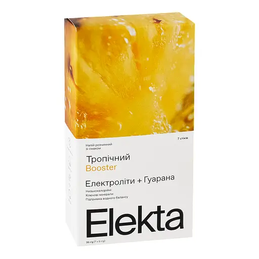 Напій розчинний з електролітами з екстрактом гуарани з тропічним смаком Booster Elekta 35 г (7 уп по 5 г)