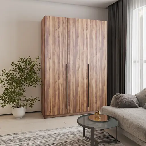 Шкаф 3-дверный MebelStar Оскар ДСП BG, дополнительная штанга 150x52x220 см Дуб янтарный (MBS-4603)