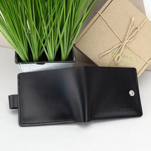 Портмоне мужское кожаное на кнопке Handycover HC0042 черное - фото 3