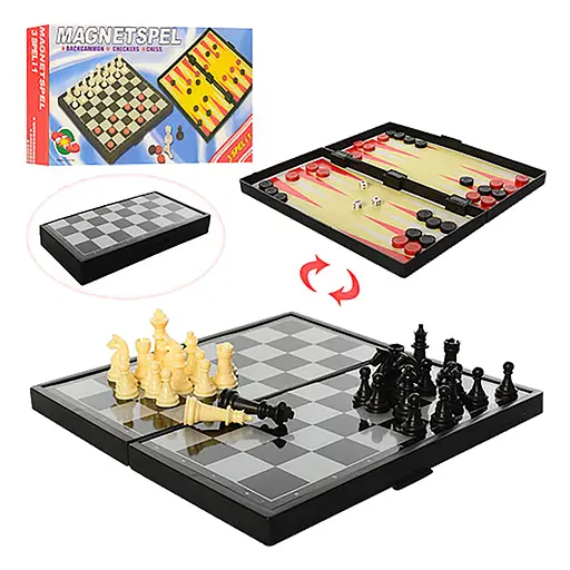 Набір настільних ігор "Шахи магнітні" Bambi 2029 шашки, нарди - фото 2