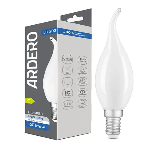 Світлодіодна лампа Ardero LB-203 5.4 Вт E14 4000K матована - фото 1