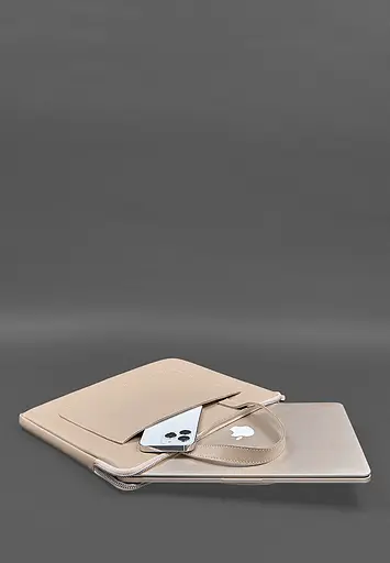 Шкіряний чохол BlankNote з ручками для ноутбука 13 дюйм Світло-бежевий - фото 6