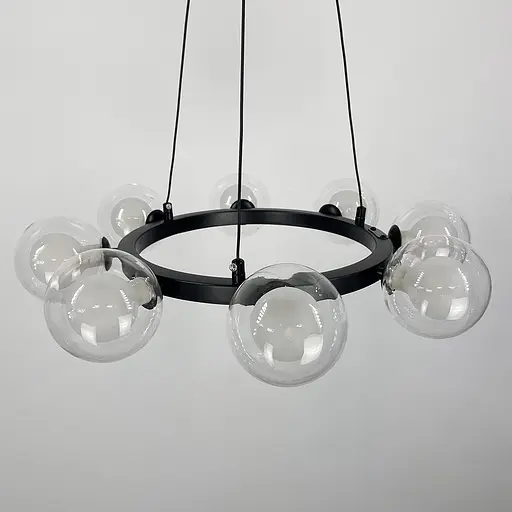 Кольцевая черная люстра с 8 двойными плафонами Ø 50 см Ст. MJ 207/8 BK Line F - фото 5