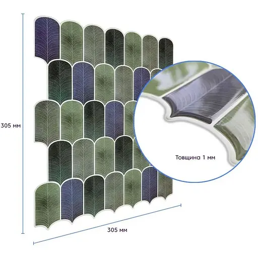 Самоклеюча поліуретанова плитка Wall Sticker сіро-фіолетова мозаїка 305х305х1 мм SW-00001194 - фото 7